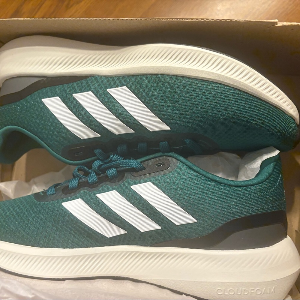 adidas Men’s Teal Athletic Running Shoes with White Stripes